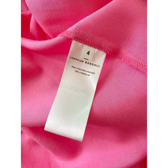 Loeffler Randall Carmina Bubblegum Pink Curve Puff Sleeve Midi Maxi Dress NEW - Picture 9 of 10